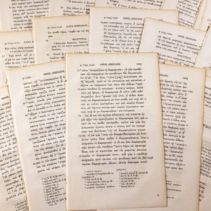 Antique Greek Pages - 1823 Foreign  Language, 20 sheets lot, antique & vintage ephemera for junk journaling, scrapbooks, collage art