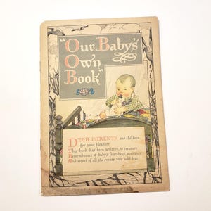 LIVRE BÉBÉ antique, livret vierge, 1918, New Baby, journal indésirable, fournitures de scrapbooking, papiers éphémères vintage, baptême, shabby chic