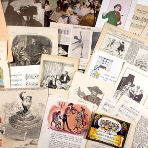 MUSIQUE ET DANSE - Pack d'inspiration vintage Paper Ephemera - Plus de 25 pièces, éphémères pour écrire dans un journal indésirable, fournitures de scrapbooking, livres de prières, etc.