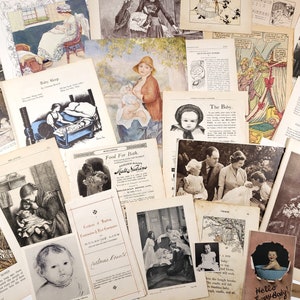 Bébés, lot d'éphémères vintage, nouveau-né, shower de bébé, baptême, papier vintage, journaux indésirables, scrapbooking, journal de prières, nouveau-né, révéler