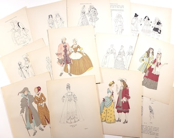 Fashion & Costume Illustrations, History, Women's Fashion, Ephemera, junk journals, scrapbooking paper, collage art supplies, colour prints