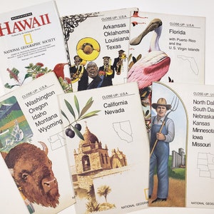 Cartes National Geographic, carte murale des États-Unis, 1970, éphémères vintage pour journal indésirable, papier de scrapbooking, art du collage, Floride, Californie