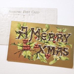 Christmas Cards - BLANK ANTIQUE Postcards - 2 unused Victorian style, junk journal supplies, postcrossing, snail mail, ephemera, greetings