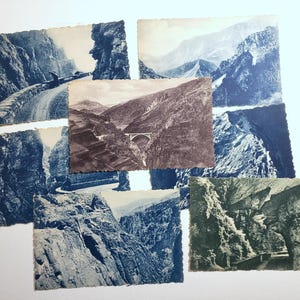 Route des Alpes, French Antique postcards, 7 Blank & Unused postcards, travel, junk journal supplies, postcrossing, snail mail, ephemera