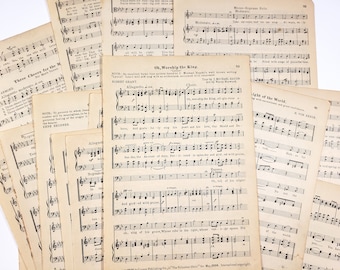 Antique Sheet Music, 1935 Anthems & Songs, vintage paper ephemera, junk journals, scrapbooking paper, paper bundle, music paper, collage art
