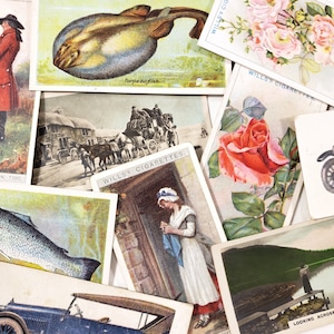 Cigarette Cards, Lot of 10 antique pictorial cards, vintage paper ephemera, junk journal, collage art, scrapbooking paper, tea card ephemera