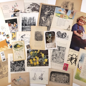 Kit de journal indésirable de Pâques, papier éphémère vintage, pack de journal indésirable, fournitures d'art pour collage, papier de scrapbooking, lapin de Pâques, avril, printemps