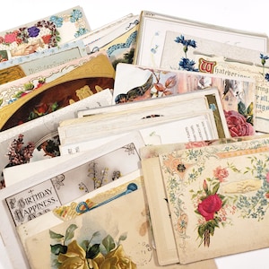 Antique BIRTHDAY Postcards, Lot of 6 vintage greeting cards, 1910-20s Victorian Nostalgia, junk journaling, scrapbooking supplies ephemera