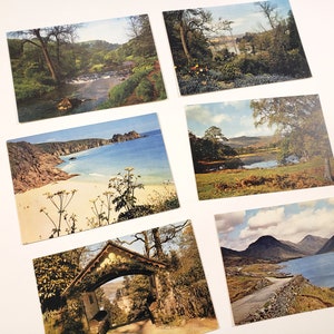 ENGLAND - Vintage Postcards, 6 BLANK & UNUSED postcards, Rural England Landscape, travel, junk journal, postcrossing, snail mail, ephemera