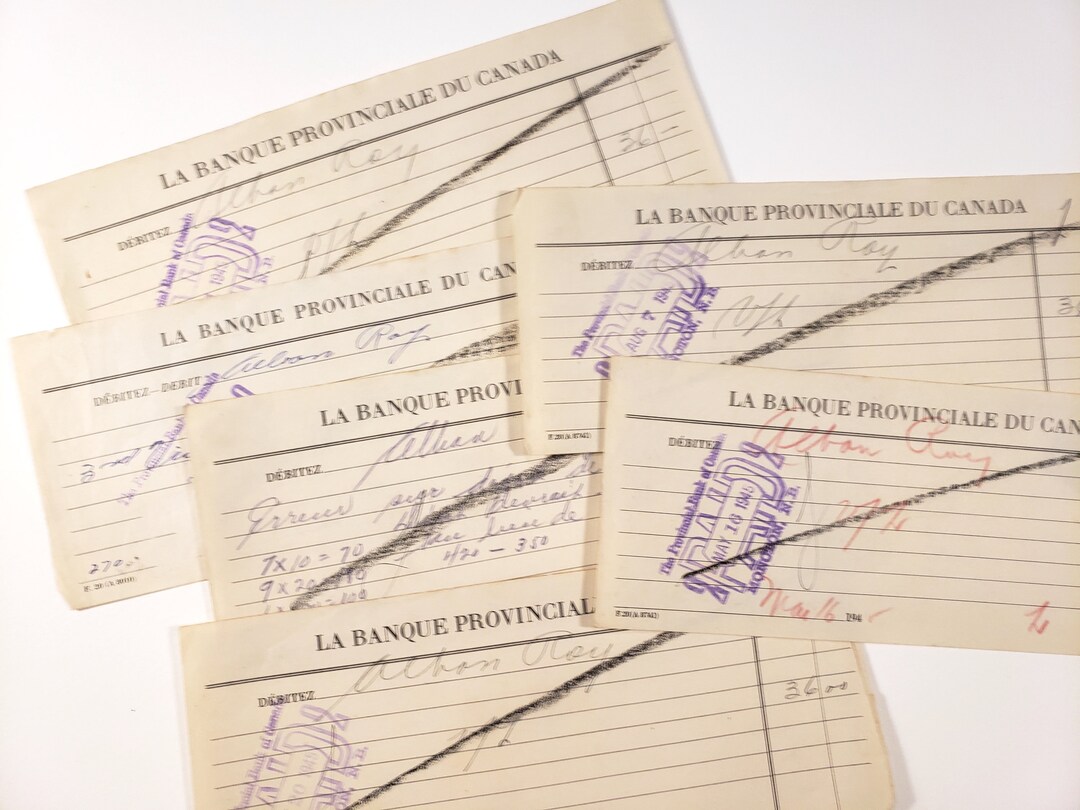 Banking Ephemera, Debit Slips, Old Paper Receipts, 1945 Vintage Paper