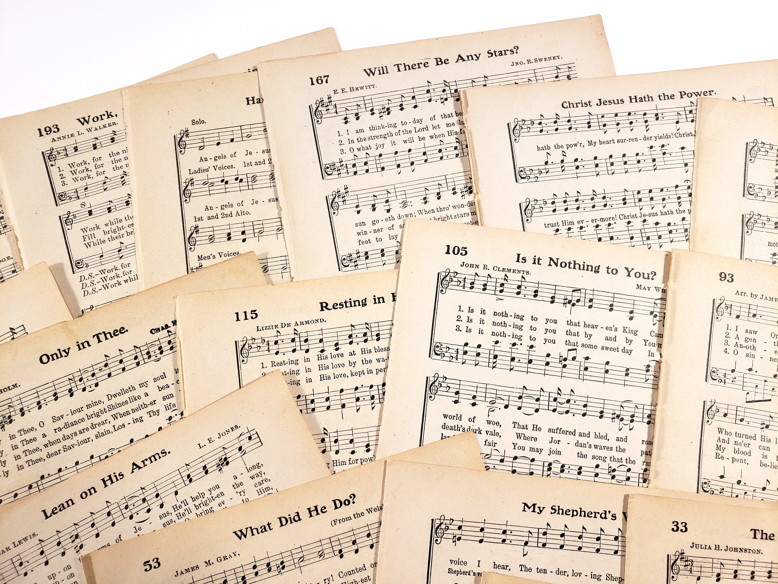 ヴィンテージ楽譜、1900年代の賛美歌集、20ページ、楽譜と歌詞