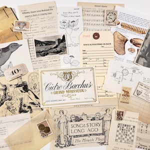 MINI Ephemera vintage NEUTRE - plus de 25 pièces, beige, journal indésirable, fournitures d'artisanat, collage d'art, fournitures de scrapbooking, TRUE Ephemera