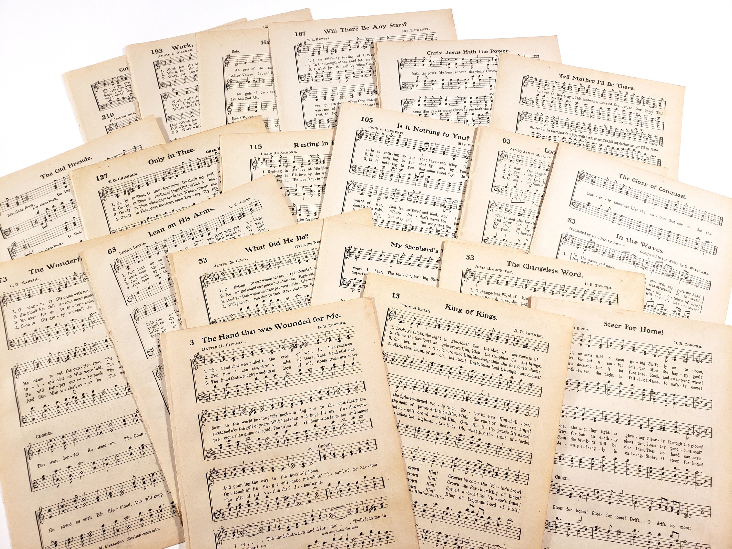 ヴィンテージ楽譜、1900年代の賛美歌集、20ページ、楽譜と歌詞