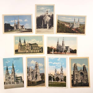 QUÉBEC, CANADA, Ste. Anne de Beaupré, 9 cartes postales anciennes vierges, voyage, journaux indésirables, courrier postal, traversée, éphémères, canadienne-française