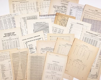 Charts & Graphs Mix, Vintage Paper Ephemera, Old Paper Charts, Vintage ephemera for junk journaling, scrapbooking paper, collage art, etc.