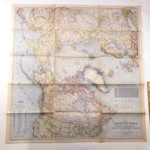 Carte de la région de l'Arctique 1949, carte murale vintage, éphémères vintage, journaux indésirables, scrapbooking, fourniture d'art collage, décoration de voyage, carte du monde