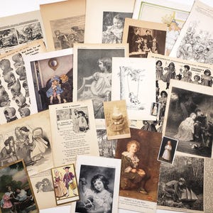 Pack d'éphémères pour enfants de l'époque victorienne, 25 illustrations anciennes, fournitures pour journaux indésirables, papier de scrapbooking, collage d'art, enfants jouant