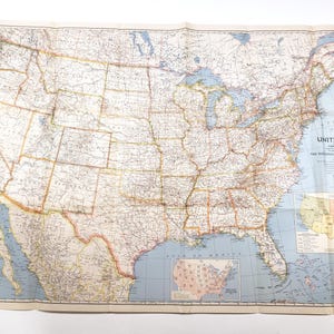 carte vintage de l'Amérique, Etats-Unis 1940, carte murale, éphémères vintage, journalisation indésirable, papier de scrapbooking, collage d'art, voyage, National Geographic