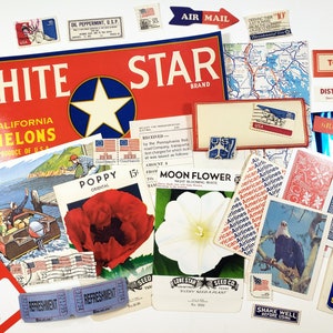 Papiers vintage rouges, blancs et bleus ! Americana, patriotique, pack éphémères du 4 juillet, fournitures pour journaux indésirables, papier de scrapbooking, papier vintage