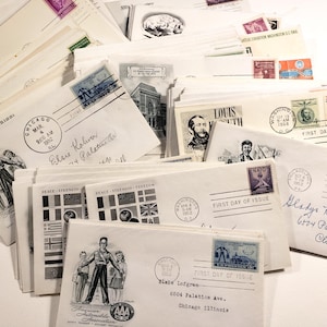 Enveloppes vintage, numéro premier jour, documents éphémères vintage, carnet de bordel de voyage, timbres-poste, fournitures artistiques pour collage, histoire américaine, vieux papier