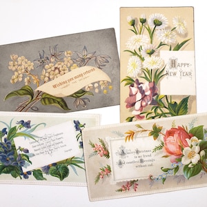 Cartes de Noël victoriennes, design floral, papier vintage, journaux indésirables, papier de scrapbooking, fournitures artistiques pour collage, éphémères, minable, chutes