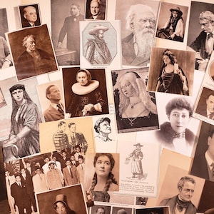 PORTRAITS - paquet de papier vintage - plus de 35 pièces, illustrations des XIXe et XXe siècles ! Éphémères pour la création de journaux indésirables, d'albums de découpures, de collages d'art, etc.