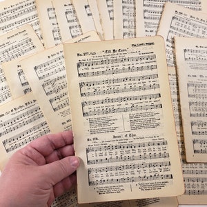 vintage Sheet Music, Hymnal 1920s, 20 pages, musique et paroles, éphémères papier vintage, journaux indésirables, scrapbooking, livres de prières, Christian