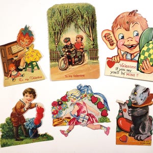 Cartes anciennes découpées avec matrice de la Saint-Valentin, vintage des années 1940, courrier postal, journal indésirable, fournitures de scrapbooking, éphémères, papier vintage, pièces mobiles