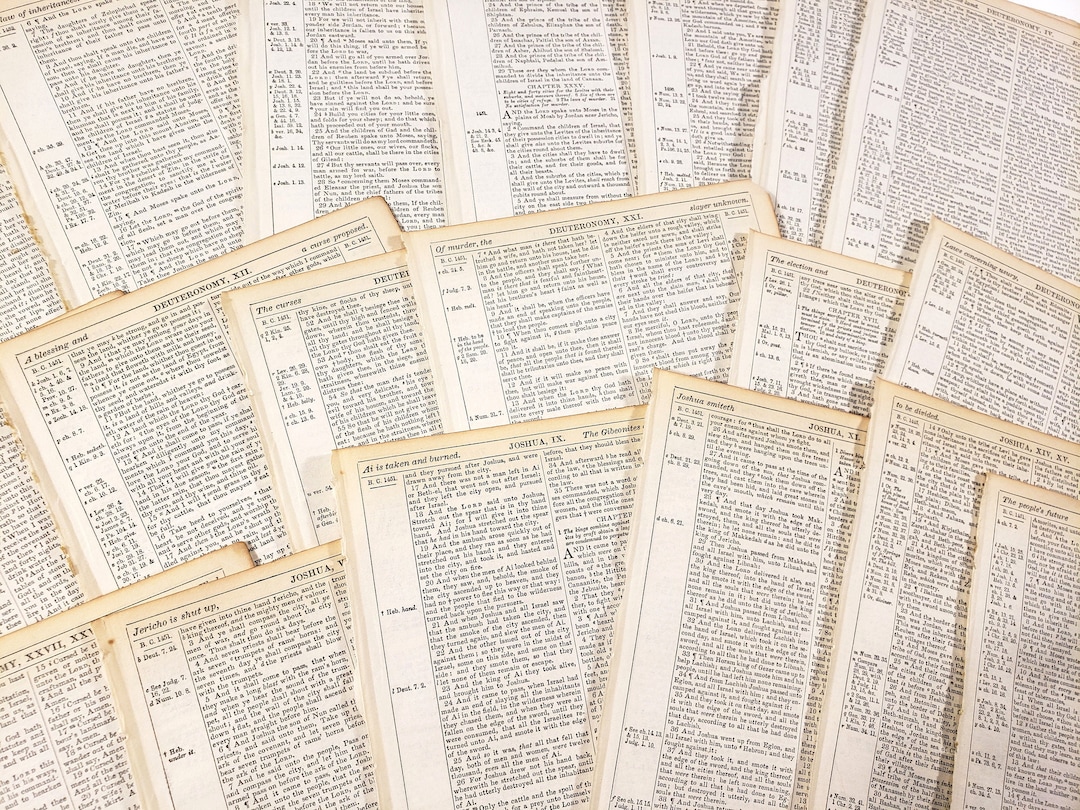 Antique Bible Pages, 1861 20 Sheets, Vintage Ephemera for Prayer