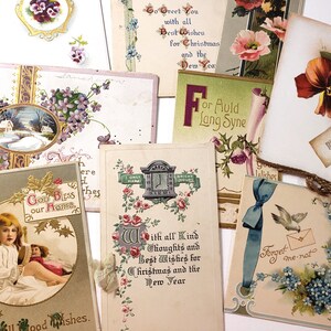 Vintage Greeting Cards - Victorian style, junk journal supplies, antique paper ephemera, snail mail, ephemera pack, friend gift, floral
