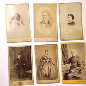 Antique Carte de Visite Black & White Photographs, 6 found photos, collage art supply, scrapbooking paper, junk journal, Ephemera, Portraits