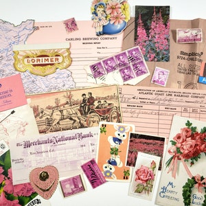 MINI Ephemera vintage ROSE - 25 pièces, thème de couleur, journalisation indésirable, fournitures d'artisanat, collage d'art, fournitures de scrapbooking, TRUE Ephemera
