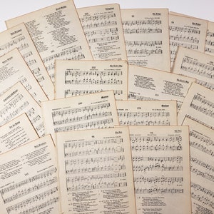 Partitions vintage, recueil de cantiques méthodiste 1918, 20 pages, musique et paroles, papiers éphémères vintage pour journaux indésirables, scrapbooking, livres de prières