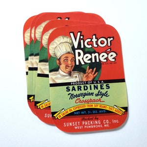 Étiquettes sardines, éphémères, étiquettes d'aliments, papier vintage, journaux indésirables, fournitures d'art pour collage, éphémères de scrapbooking, étiquettes en papier, chef français