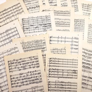 Partitions vintage, musique classique, papiers éphémères vintage, journaux indésirables, scrapbooking, fournitures artistiques pour collage, Beethoven, Brahms, Mozart