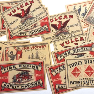 étiquettes vintage Matchbox, britanniques, flash art, fournitures artistiques pour collage, éphémères vintage, étiquettes, scrapbooking de journal indésirable, vieux papiers