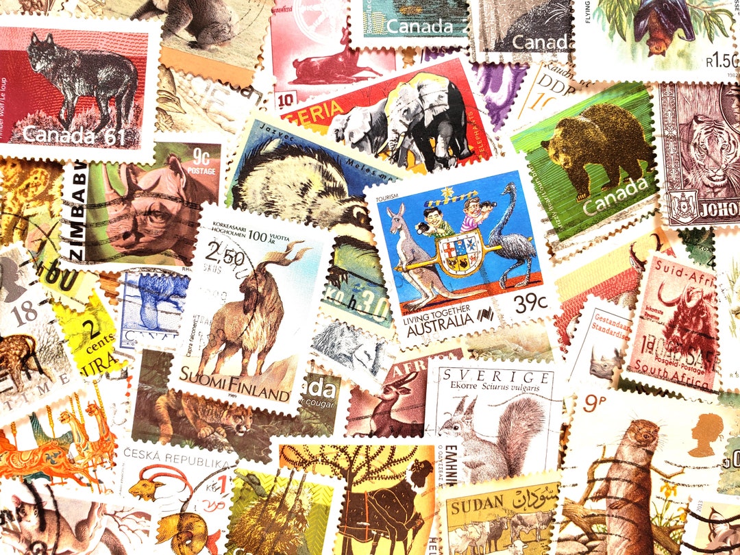 ANIMALS - Vintage Postage Stamps, 25 All Different, Wild Animals, Craft ...