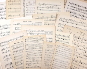 Vintage Sheet Music Mix, 21 pages, 1910s, 1950s, vintage paper pack, vintage ephemera, junk journaling, scrapbooking supplies, prayer books