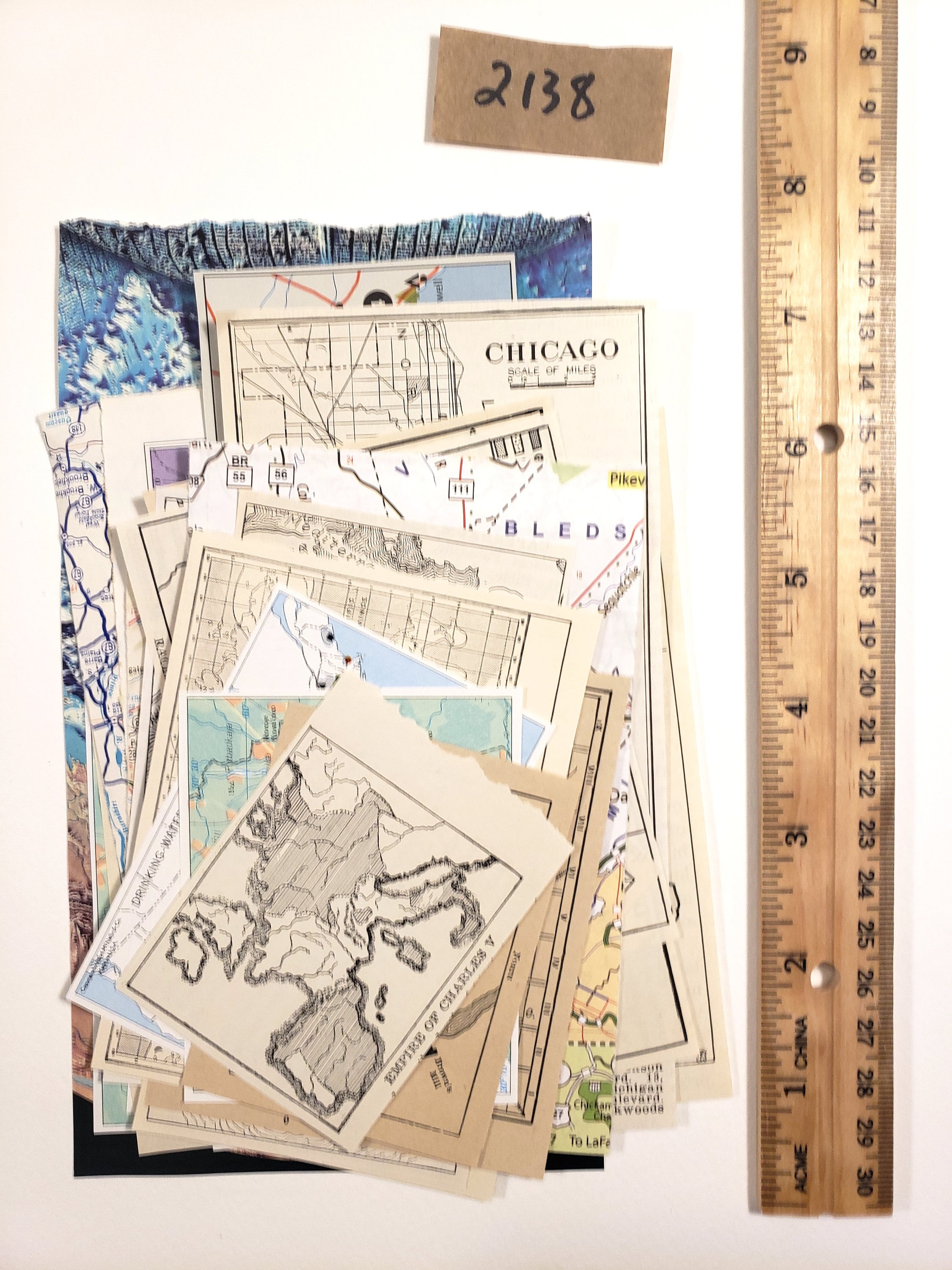 Mini Maps & Scraps, Vintage Ephemera Pack, Map Pieces, Maps for Craft ...