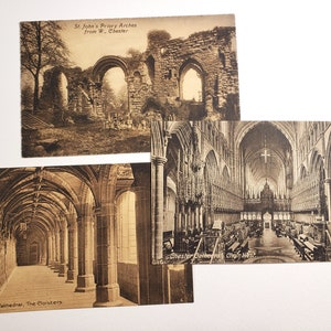 CHESTER, Angleterre - 3 cartes postales vintage vierges, cartes postales inutilisées, Royaume-Uni, voyage, journal indésirable, postcrossing, courrier postal, éphémères, cathédrale