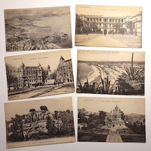 FRANCE, NICE et Côte d'Azur, cartes postales anciennes, 6 cartes postales vierges inutilisées, voyage, fournitures pour journaux indésirables, postcrossing, courrier postal, articles éphémères