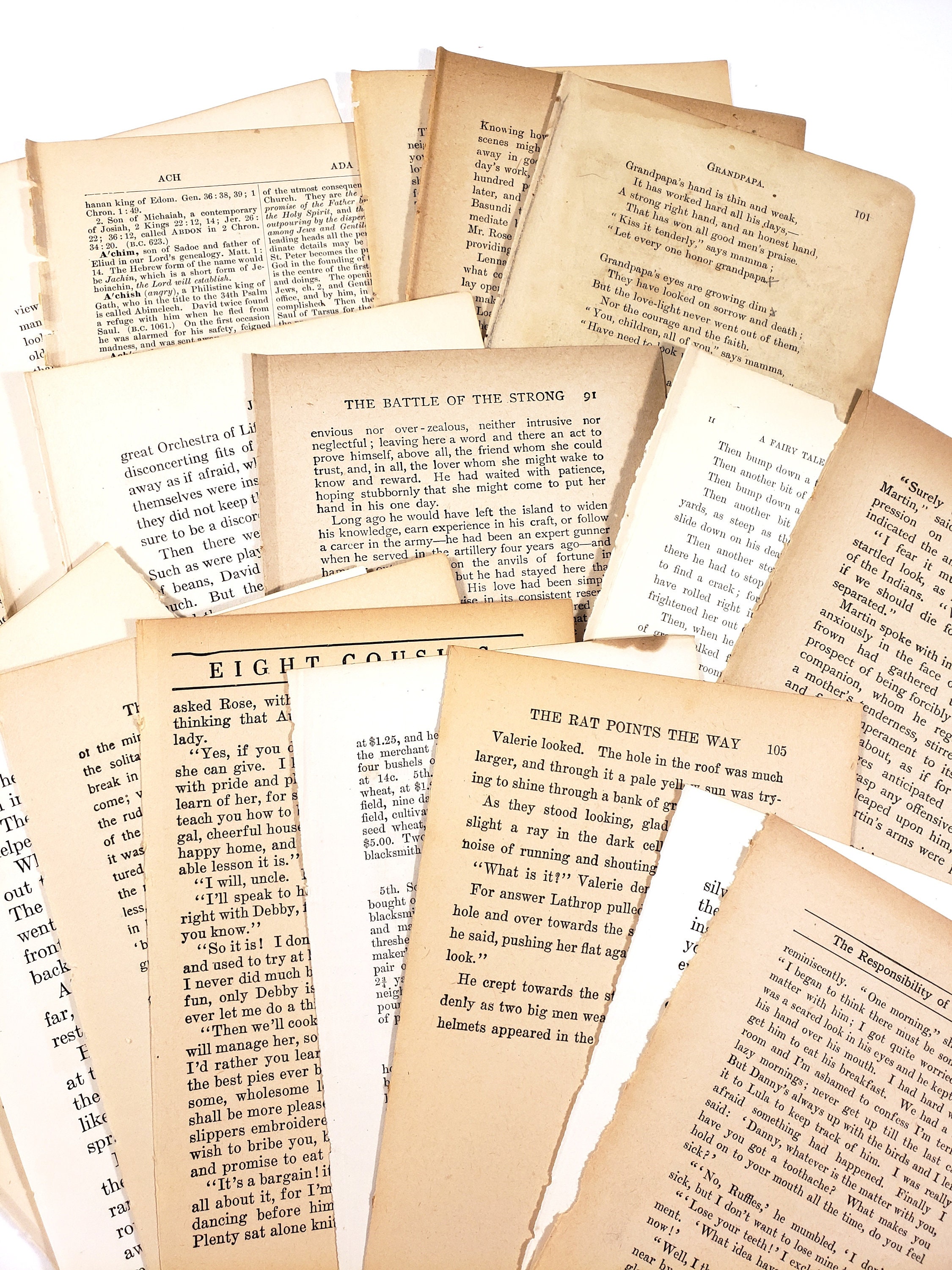 Old Book Pages 20 Sheets From All Different Books Book Etsy