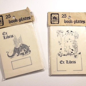 Ex Libris Bookplates, Vintage Book Plates, Blank Unused, Ephemera, junk journal, library books, book collecting, book lover gift, fantasy