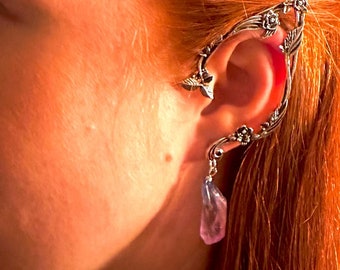 Elf Ears with Crystals – Fantasy Elf Ear Cuffs, Fairy Ears, Elven Cosplay Jewellery, Renaissance Fair Accessories, Piercing or Clip On