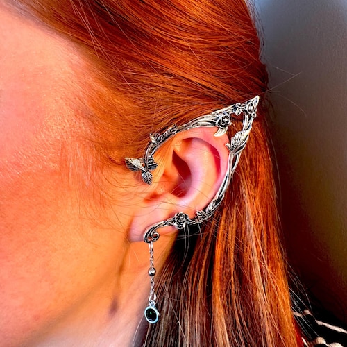 Bracelets d'oreilles d'elfe avec pierre de naissance - Bijoux fantaisie pour cosplay - Options de style de piercing et à clipser