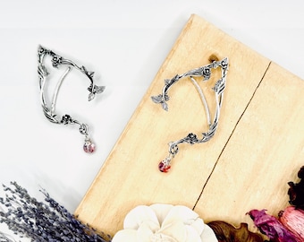 Glass Orb Elf Ear Cuffs – Fantasy Cosplay Jewelry - Piercing & Clip-on Style Options
