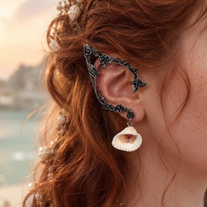 Muschel Elf Ohr Manschetten, Ocean Orb Ohr wickelt, Meerjungfrau Cosplay & Meerhexe Schmuck