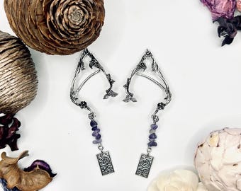 Tarot Card Elf Ear Cuffs – Fantasy Cosplay Jewelry - Piercing & Clip-on Style Options