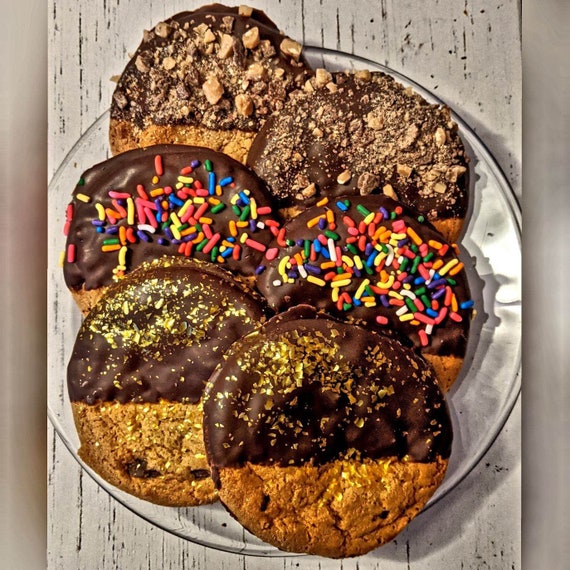 Chocolate Chip Cookies Dipped in Chocolate Gourmet Chocolate Etsy