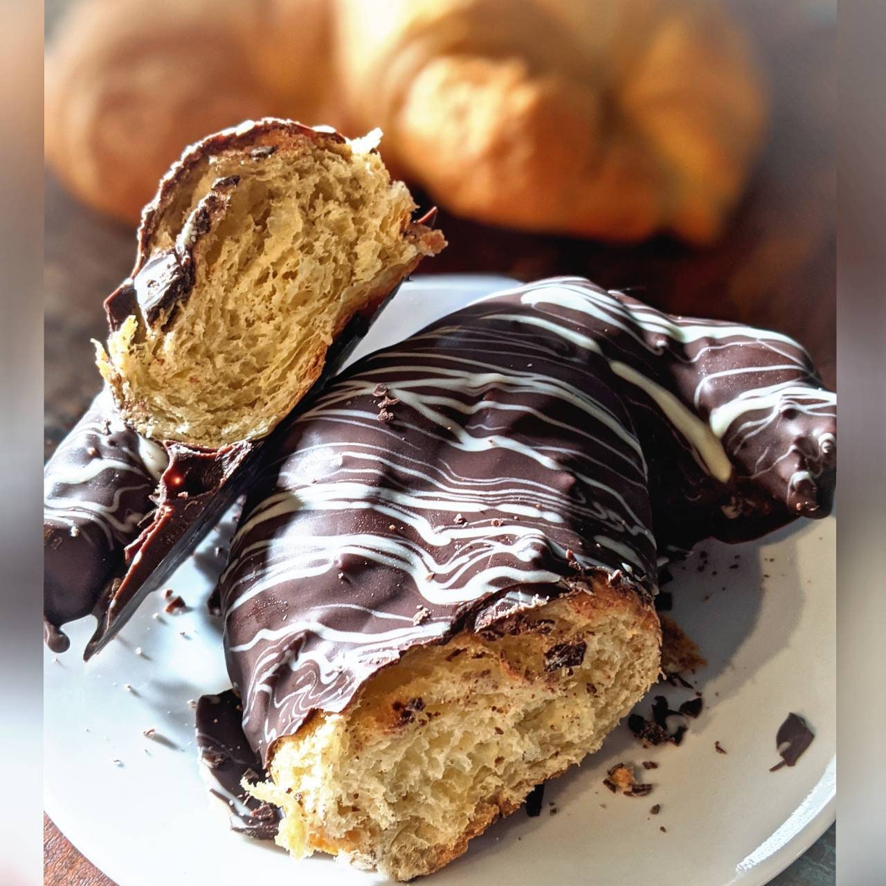 Giant Croissants Dipped in Chocolate 4 PACK Chocolate Dipped Etsy